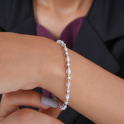 4.60 CTW Marquise & Round Diamond Tennis Bracelet – Lab‑Grown in Solid Gold